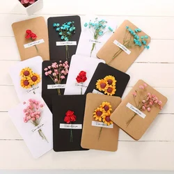 4PCS/12PCSDried flower greeting card retro blank small card christmas thank you greeting card creative DIY birthday card