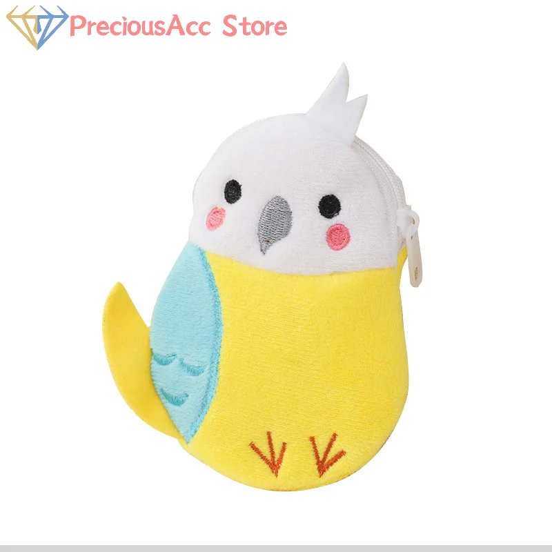 New Cartoon Parrot Small Bag Children's Plush Zero Wallet Pendant Wallet Bags Earphones Data Cable Storage Bag Accessories