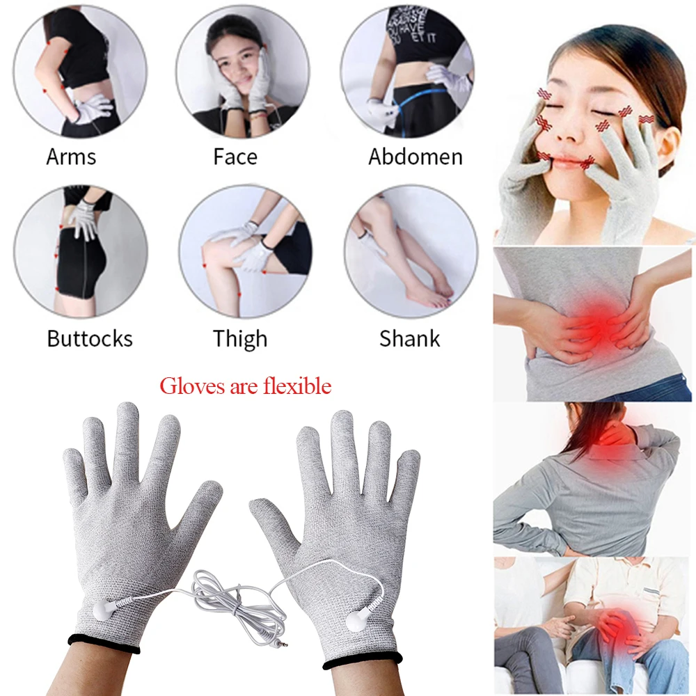 EMS TENS Electrode Silver Fiber Gloves Socks Bracers Knee Pads for Muscle Stimulator Physiotherapy Massage Device Accessories