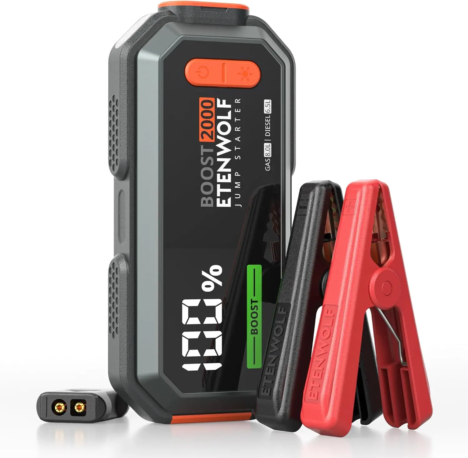 

2000A Peak Portable Car Battery Jump Starter for Gas/Diesel Engines, USB-C Power Bank with LED Light