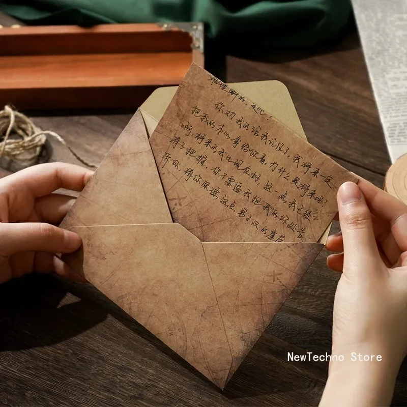 Envelope vintage kraft carta papel escrita kit a5 janela envelopes convite de casamento envelope presente