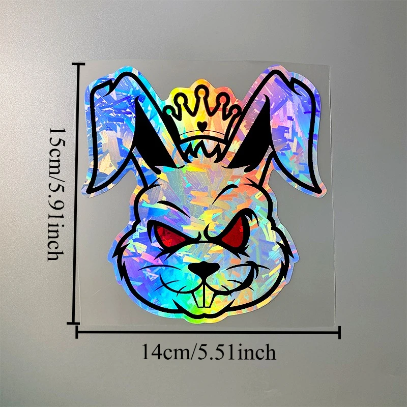 Evil Rabbit Motorcycle Stickers Waterproof Scooter Fuel Tank Front Fairing Car Window Silver and Holographic Carbon Vinyl Decals