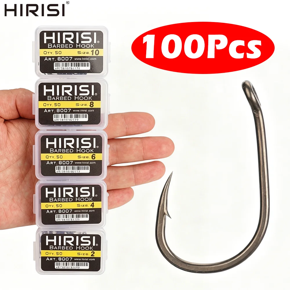 Hirisi 8007 100 Stück Angelhaken Karpfenangelhaken-Set Hochkohlenstoffstahl Ringöhrchen-Angelhaken Größe 2468 Angelzubehör im Angebot