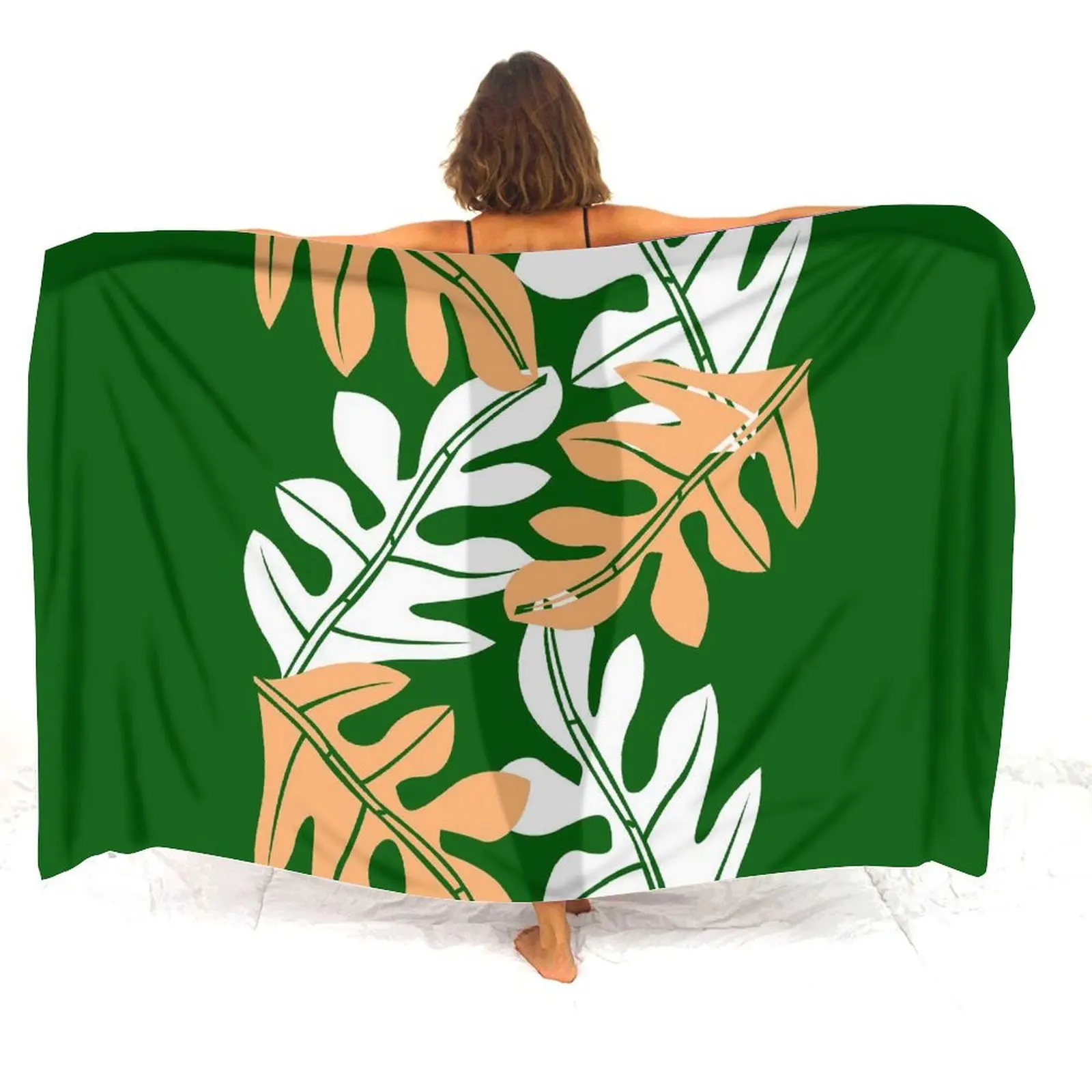 Sarong da spiaggia floreale polinesiano personalizzabile Gonna a scialle artistica da donna Stampa tropicale Abbigliamento da resort leggero