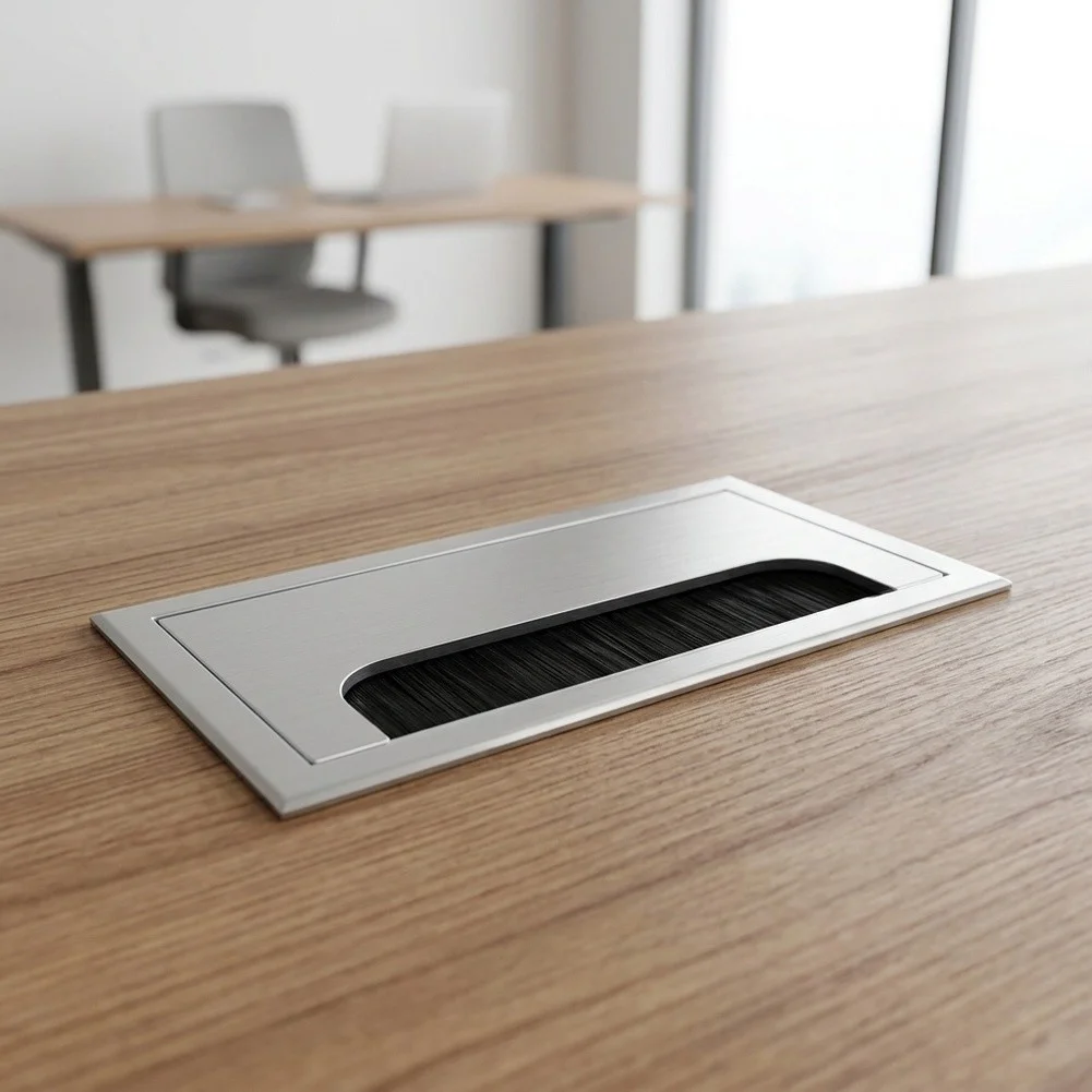 Desk Cable Hole Cover Made from Metal Alloy for Concealing and Organizing Various Desktop Cables to Keep Workspace Neat and Tidy