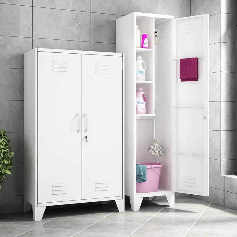HTStainless Steel Cleaning Cabinet Mop Vacuum Cleaner Grocery Cabinet Balcony Storage Housekeeping Tools Storage Cabinet
