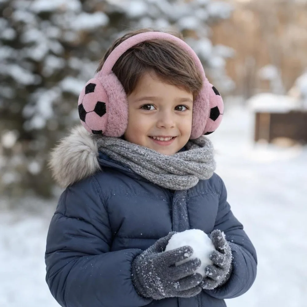 Cute Thickened Football Earmuffs Keep Warm Anti-Freeze Winter Ear Warmer Soft Cold-proof Ear Protection Earmuff Children