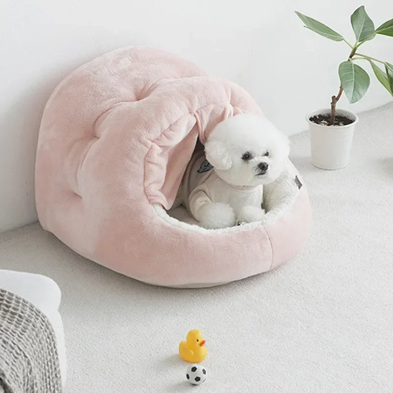 

Thickened Insulated Dog House Warm Shelter for Winter Semi-Closed Pet Nest with Cushion Puppy Kitten Tent Winter Kennel