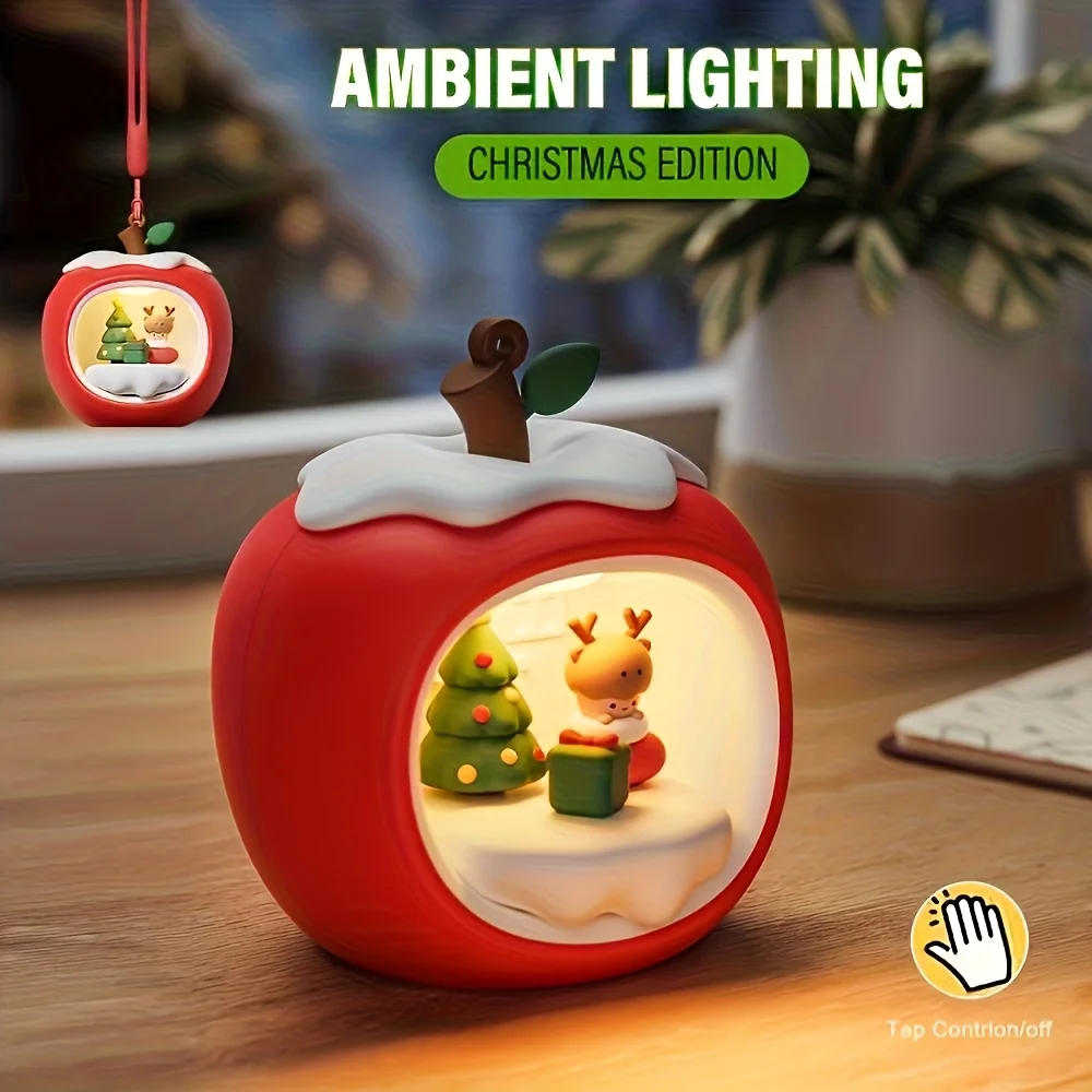 Decoração de mesa com luz noturna Smart Touch em forma de maçã, iluminação interna ambiente requer 3 baterias AAA para operação