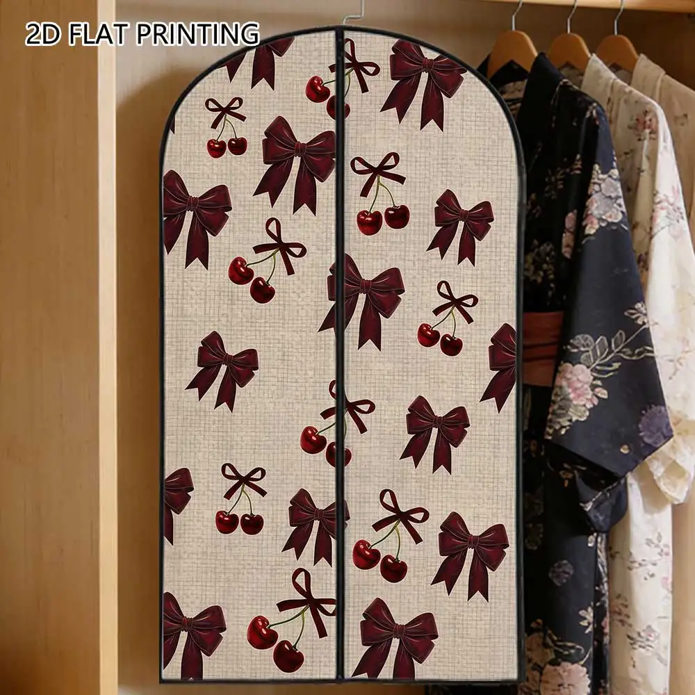 1pc Cherry Bow Compressed Dust Cover Clothes Compression Hanging Storage Bag Household Wardrobe Organizer