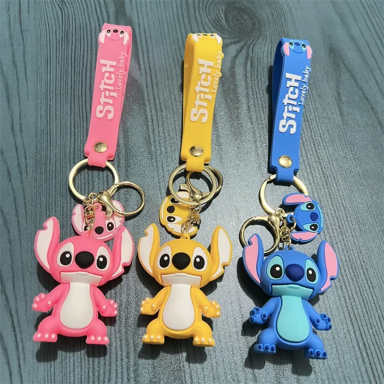 

New Disney Cartoon Lilo and Stitch Keychain Pvc Key Ring Mobile Phone Bag Hanging Jewelry Kids Gifts