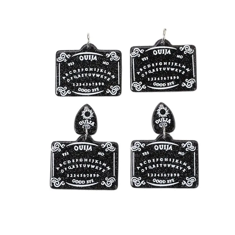 1Pair Ouija Planchette Dangle Earrings Flatback Acrylic Black Punk Magical Divination Game Jewelry For Woman Birthday Gifts