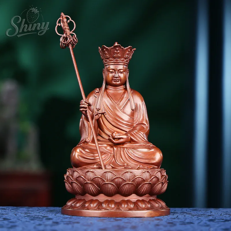 

Red Copper Jizo Bodhisattva Sitting Statue Home Office Desktop Mini Sitting Lotus Jizo Craft Ornaments