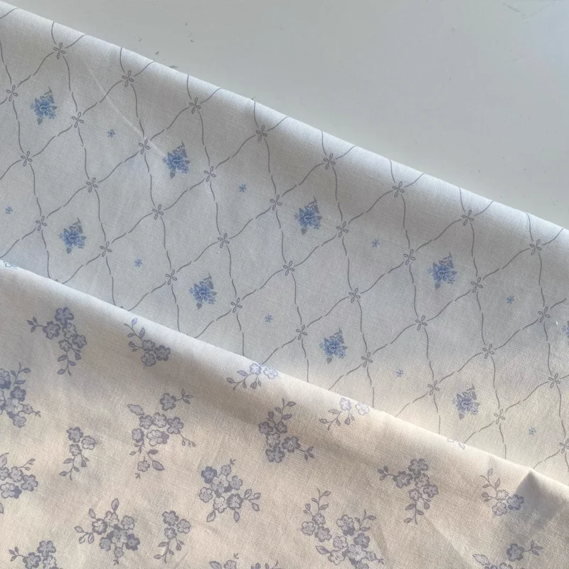 

145cm*50cm Pure Cotton Fabric Blue Small Flowers Suitable For Handmade Bags DIY Shirts Dresses Headband Fabrics