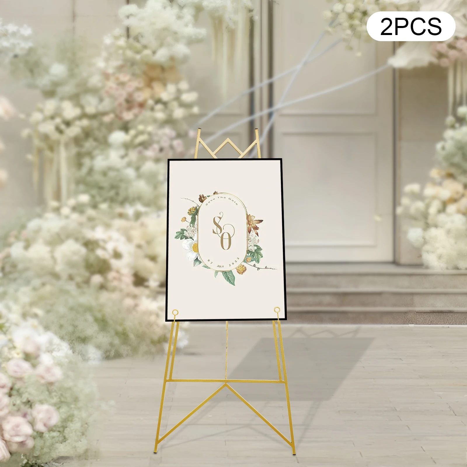 2pcs Steel Adjustable Portable Wedding Easel Stand Poster Board Display Large Decorations Kit Poster Easel