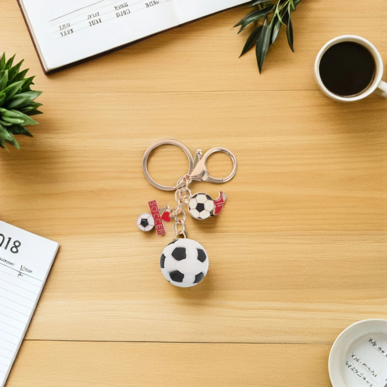 

4 Pcs Football Keychain Charm Bag Pendant Keychains for Birthday Parties Sports Bulk Child