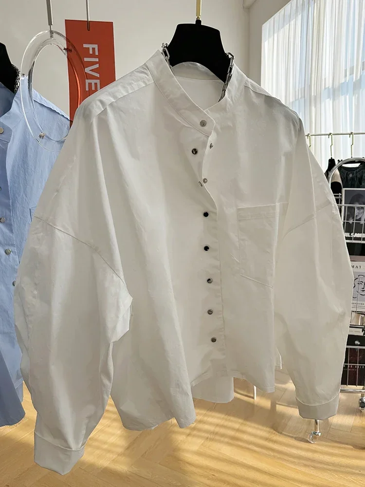 Kobiety wiosenna koszula moda francuska Retro okrągły dekolt jednorzędowy długi rękaw Top elegancka delikatna bluzka 2024 New