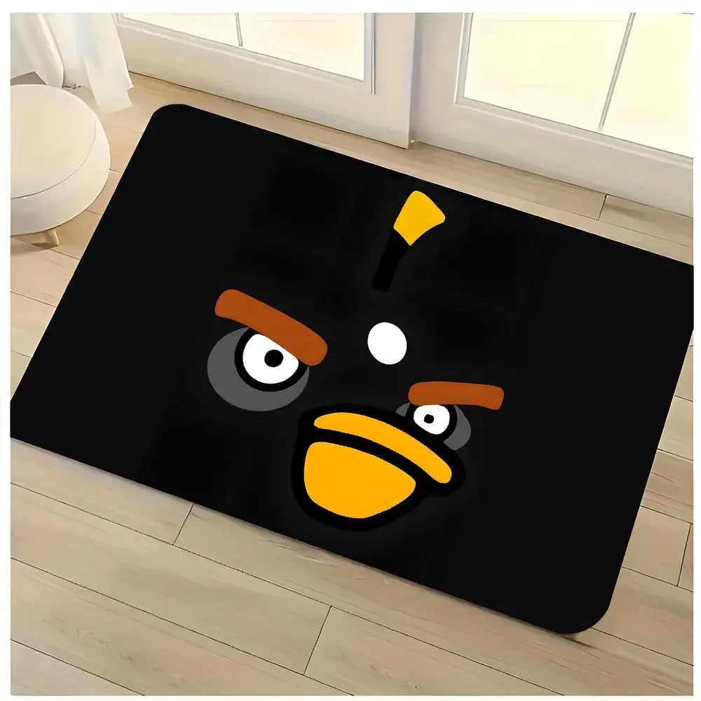 casual mobile game bird character A-Angry Birds Floor Mat Washable Absorbent Flannel Door Mat Non-Slip Indoor Floor Rug