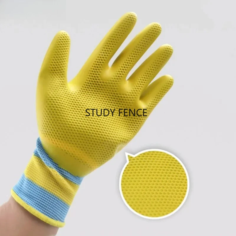 6 Pairs Rubber Anti Slip and Wear-resistant Work Gloves Cleaning Tools  Garden Greening Gloves Household Daily Necessities