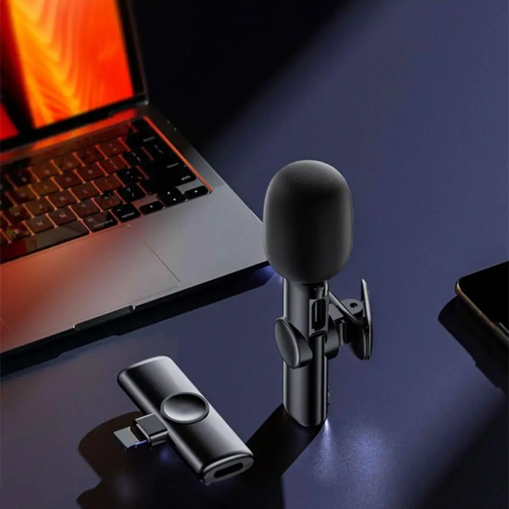 

2Pcs Lapel Microphones Portable Mini Microphones with Receiver Lavalier Type-C Recording Microphones Live Broadcast