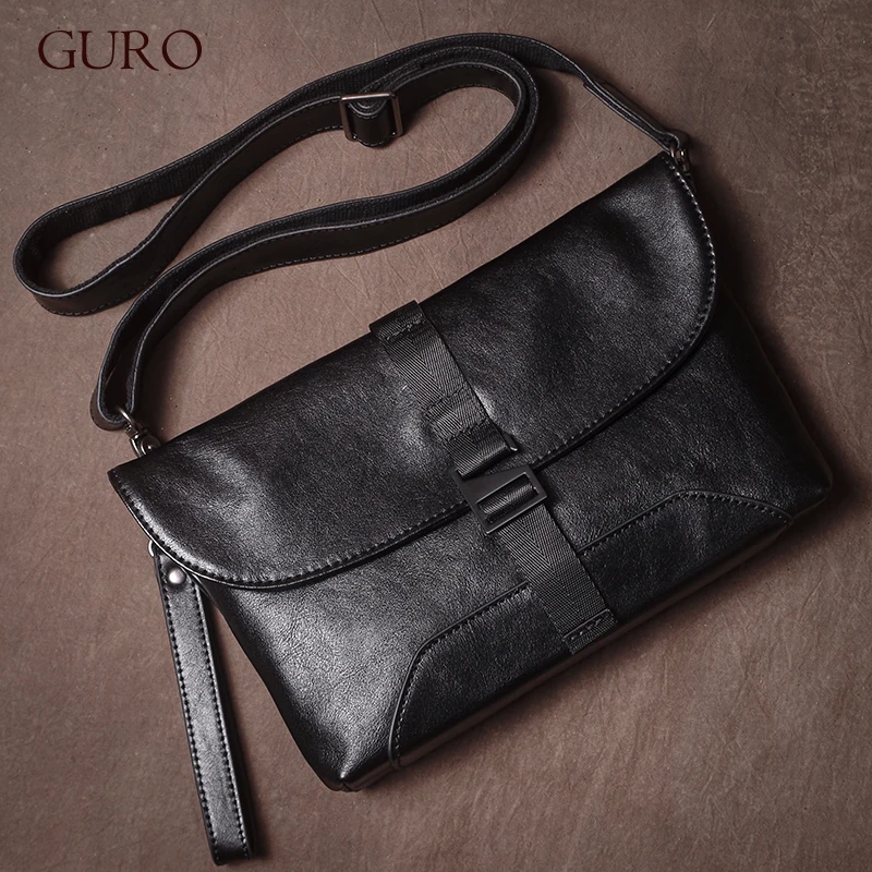 

GURO Мужская сумка через плечо из натуральной кожи, повседневная модная сумка через плечо, сумка-мессенджер высокого качества, роскошные сумки-клатчи из воловьей кожи на запястье