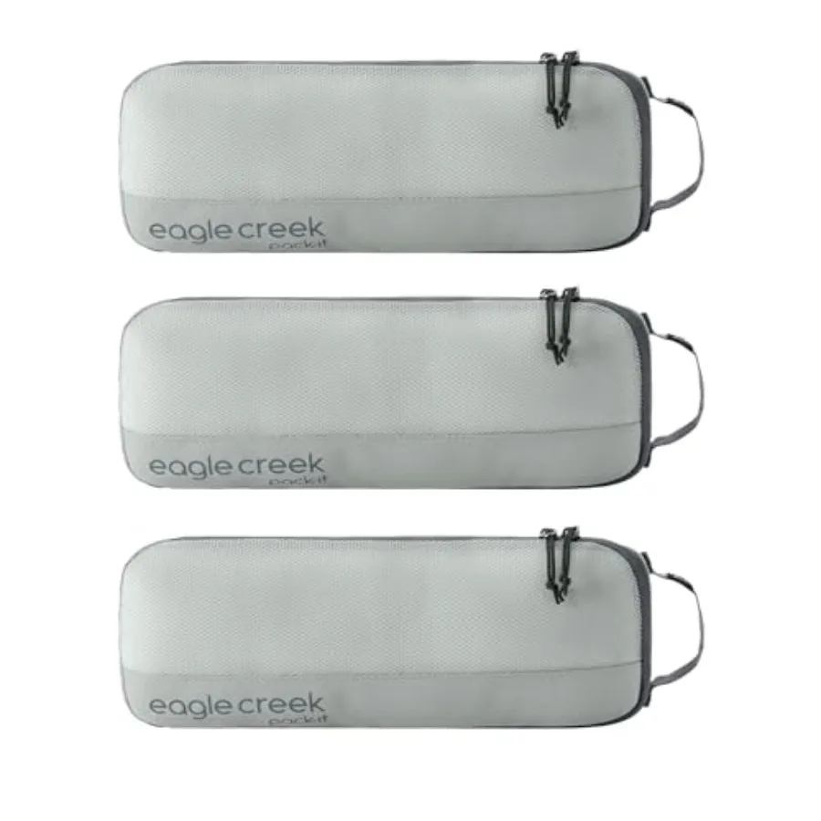 

Pack-It Reveal Slim Cube M/M/M Set - Minimalist compact travel organizer for hair styling tools, belts small items - Storm colo