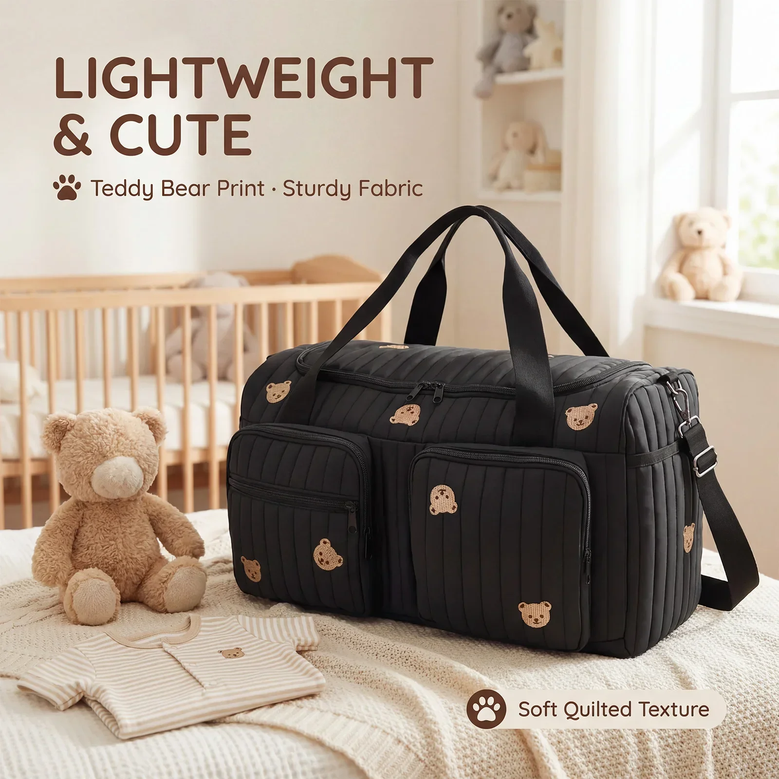 Portable Mommy Bag Large Capacity Hospital Maternity Bag with Shoulder Strap and Multiple Pockets Multipurpose Diaper Tote Bags