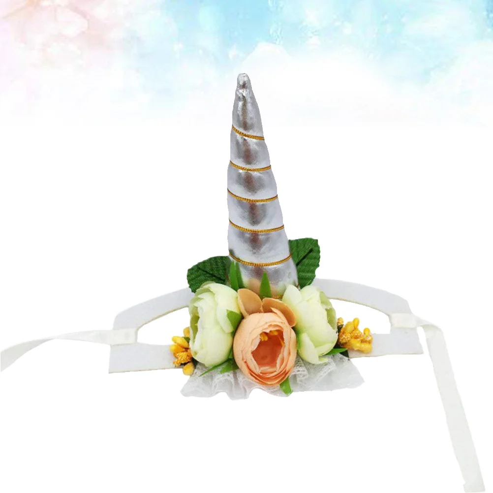 

Silver Horn S Unicorn Pet Hat Soft Comfortable Cat Dog Puppy Cosplay Party Christmas Halloween Photo Shoot