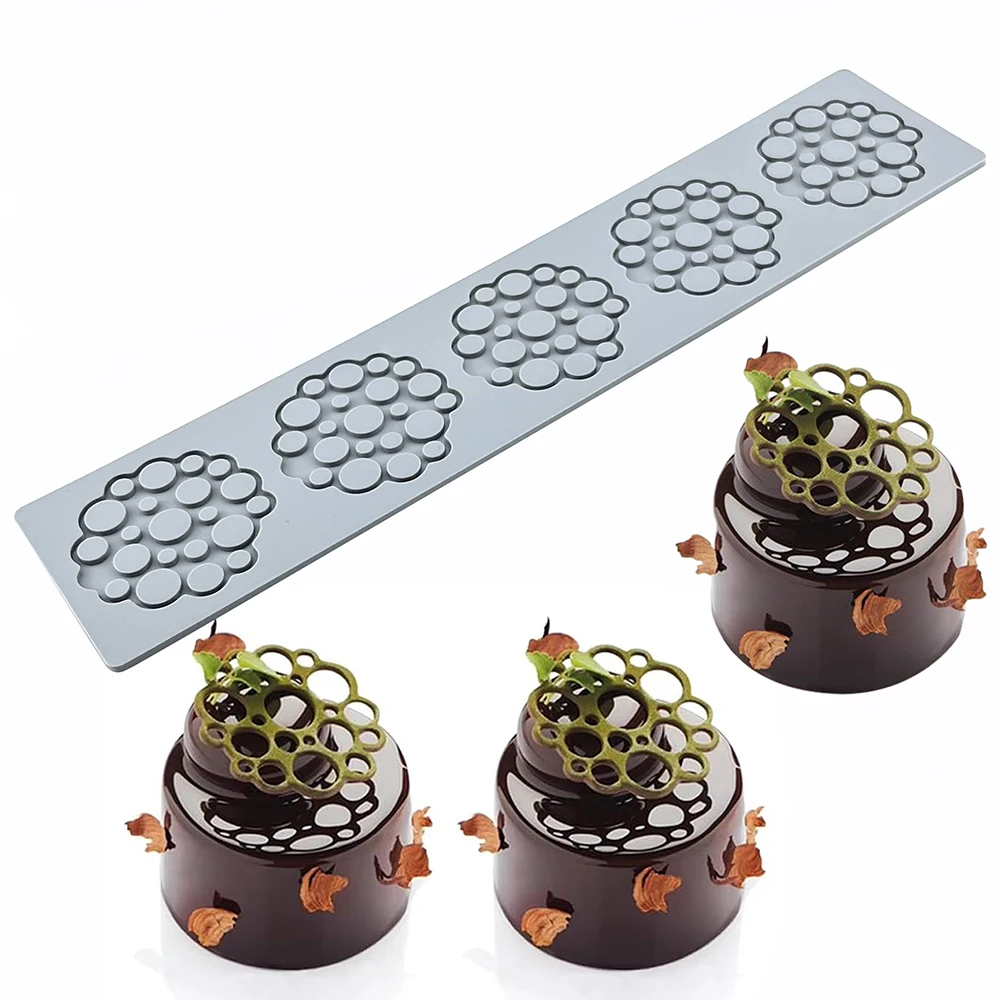 1pcs Silicone Cake Lace Mat, Bubble Leaves Shaped Silicone Mold, Western Pastry Plate Decoration Baking Silicone Mold