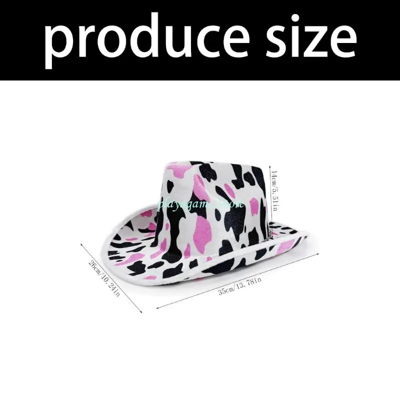 Y88A قبعة حفلات أنيقة مع نمط بقرة طباعة قابل للتعديل الرقبة الحبل قبعة حفلات لحدث تأثيري عرض مسرحي خوذة #6