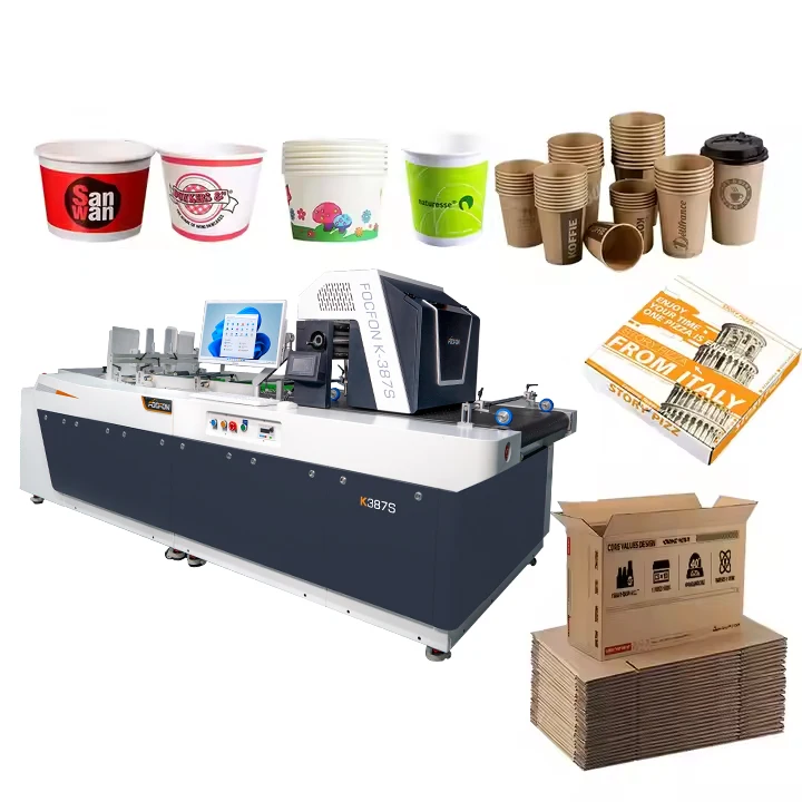 New Automatic High-Speed CMYK Inkjet Single Pass Digital Printer Cardboard Printing Pizza Boxes Paper Cup Fan Sheet Paper Bag