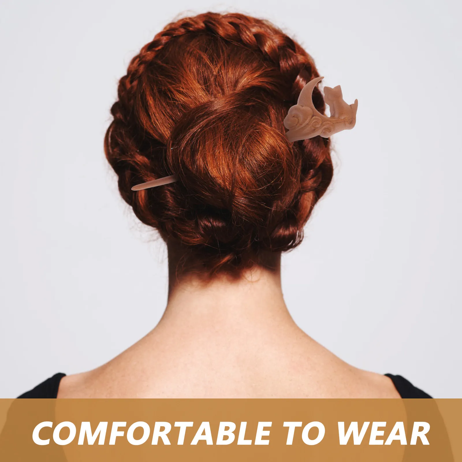 

Натуральная заколка для волос из сандалового дерева для женщин, в форме луны, ручной работы, традиционная, для укладки волос, элегантный аксессуар