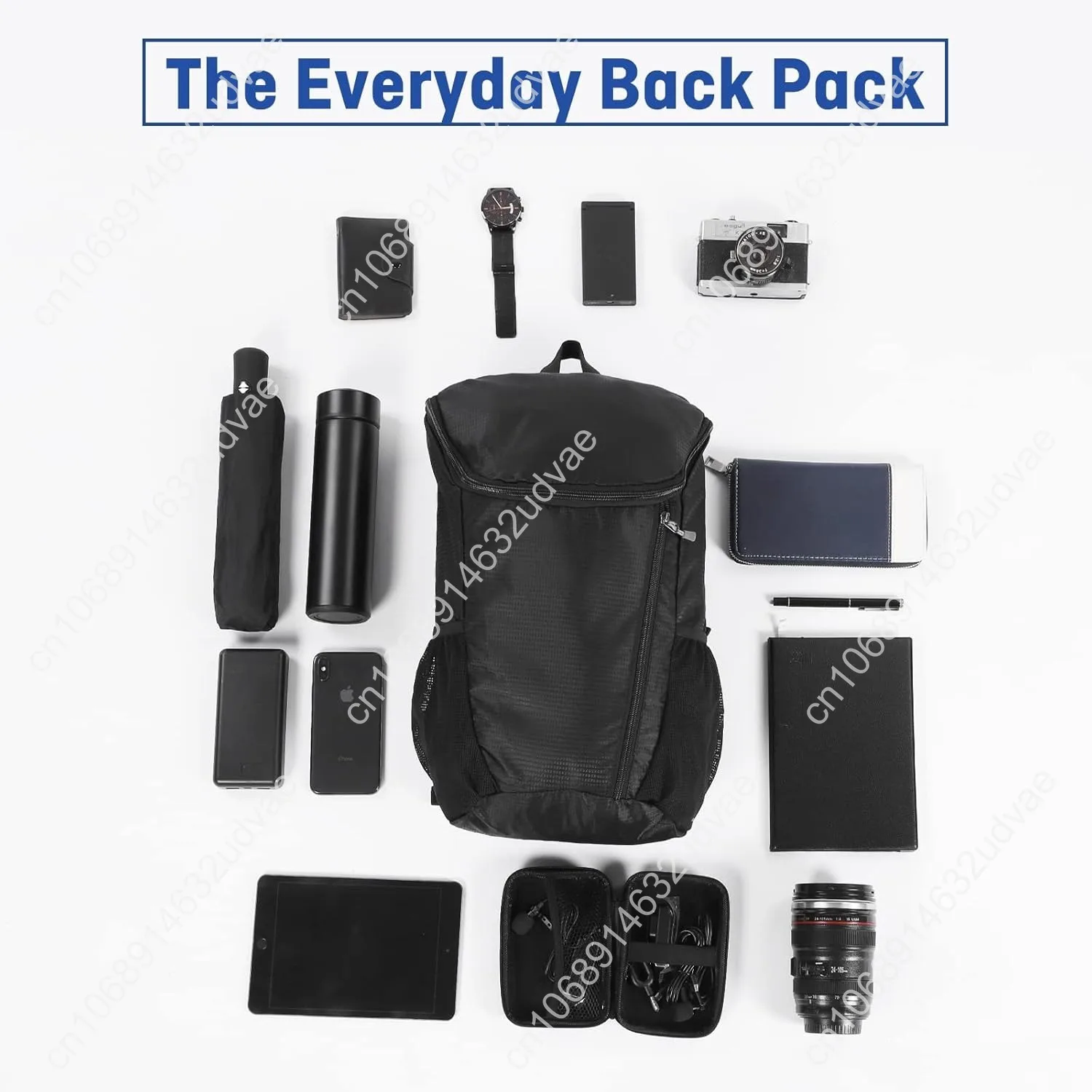 DOVO Hiking Backpack, Waterproof and Wear-resistant Lightweight Backpack Packable,Outdoor Travel Camping Daypack Foldable-BLACK