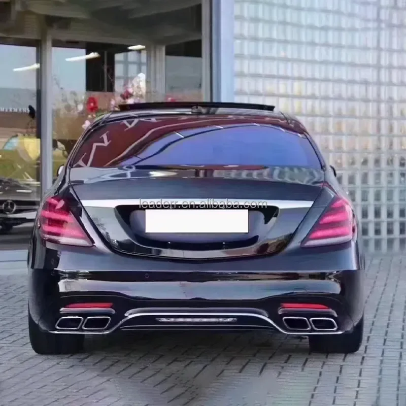 High Quality for S-class W222 2014-2020 Upgrade S63 Style Bumper With LED Headlight Hood Bolt-On Side Skirt Play and Plug