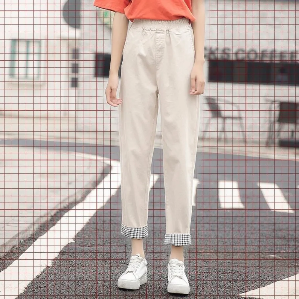 Hosen Weibliche 2025, Neue Sommer Hohe Taille Harem Hosen Frauen Gerade Neun Punkte Casual Hosen dünne abschnitt Student Hosen y2k