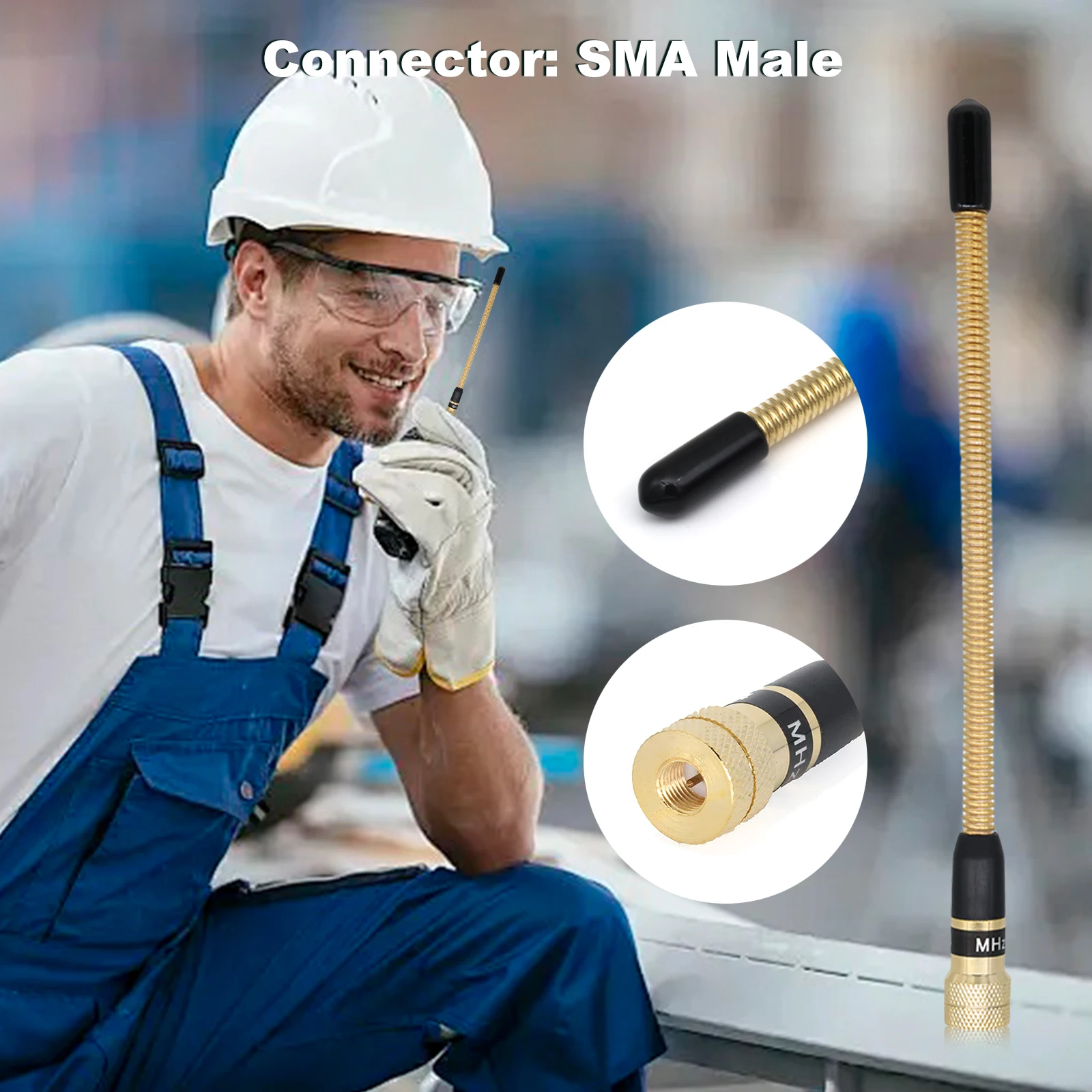 Bnc Plug Rubber Antenne 136-174MHz for SMA-Male Gold-Plated for Spring Antenna Two Way Radio VHF Antenna Walkie-Talkie Accessory view 2