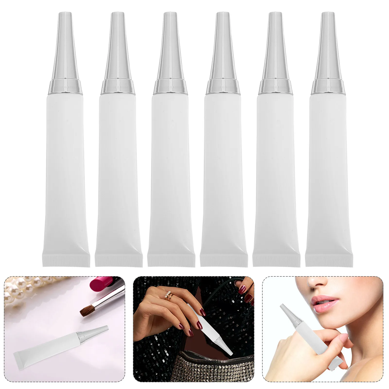 

6Pcs Refill Tubes White Plastic Squeeze Containers Travel Eye Cream Lip Balm Lotion Facial Cleanser Lip Gloss Tubes