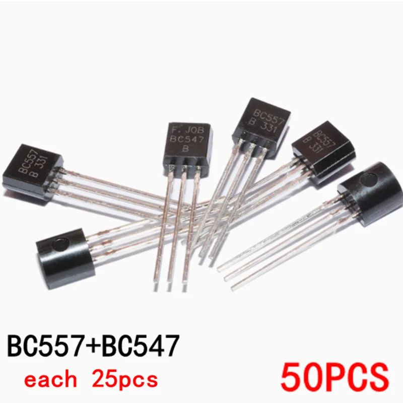 

25pcs BC557 25pcs BC547 pair TO-92 low-power transistor direct insertion transistor