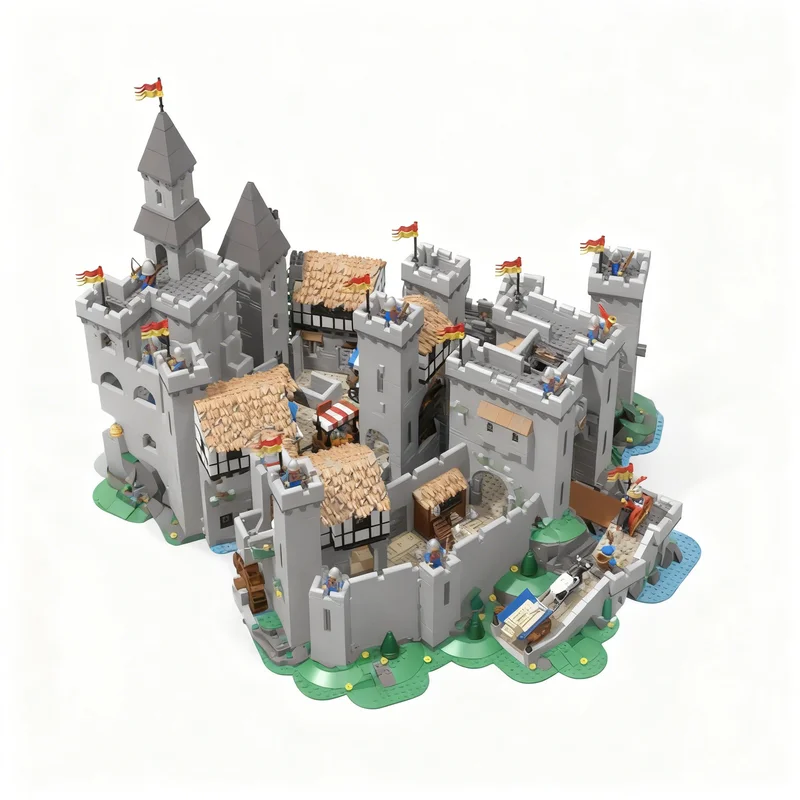12988pcs MOC Extended Lion Knights Castle Castle Lion Knights Model Building Blocks Architecture Christmas Gift Toy Creative