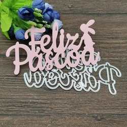 2022New rabbit happy Easter lace Metal Cutting Dies Stencils For DIY Scrapbooking Decorative Embossing Handcraft Template