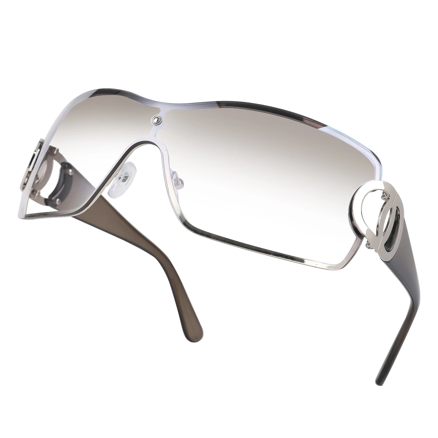 

Retro Women's Sunglasses Wrap Around Y2K Sunglasses Futuristic Gradient Lens Sun Glasses Modern Shades Eyewear