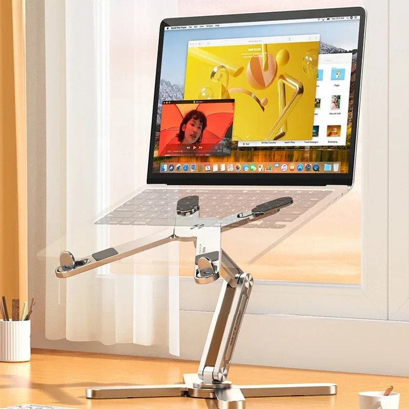 Laptop Stand with 360 Rotating Base Computer Notebook Laptop Riser Metal Holder for Desk Collaborative Work Fits All MacBook