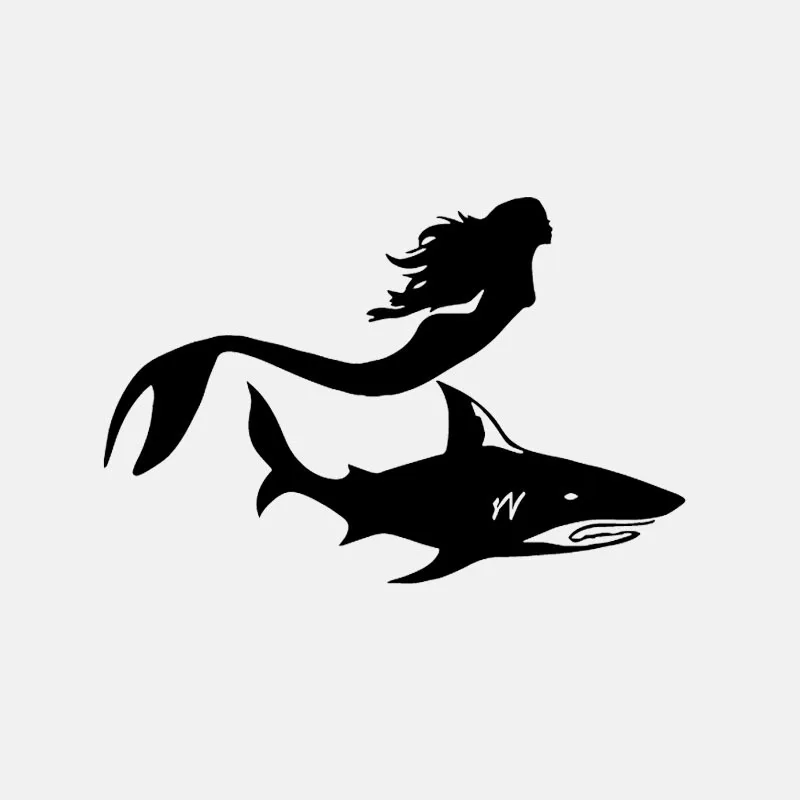 

Car Sticker Personality PVC Decal Car Sticker Shark Mermaid Girl Marine Car Sticker Creative Waterproof Black/white, 16cm*11cm