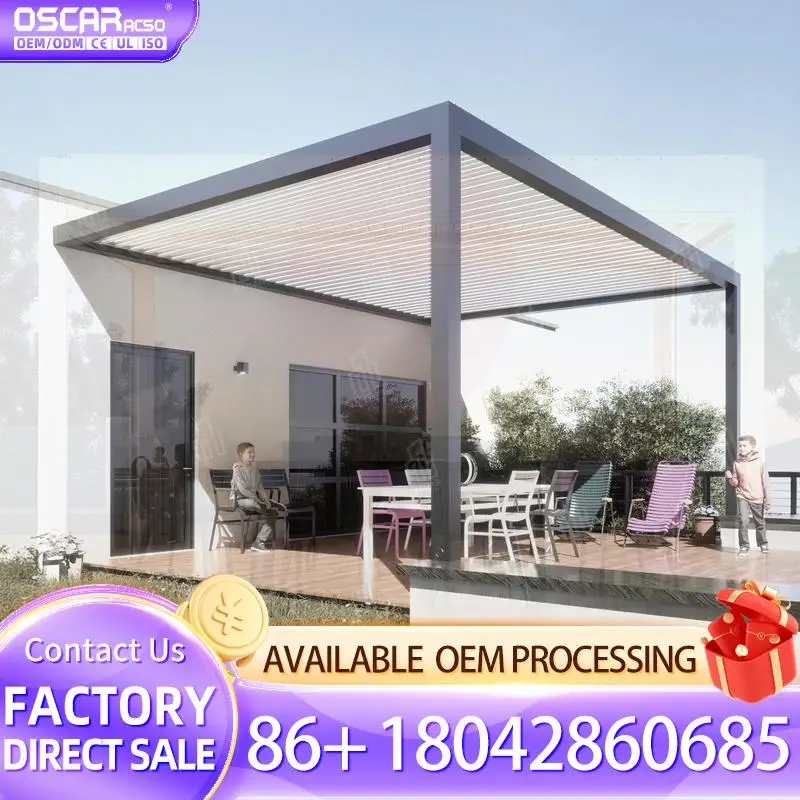 

Оптовая продажа, алюминиевая биоклиматическая пергола 5x3, устойчивая к грызунам, устойчивая к атмосферным воздействиям, открытый сад, патио, беседка на заднем дворе