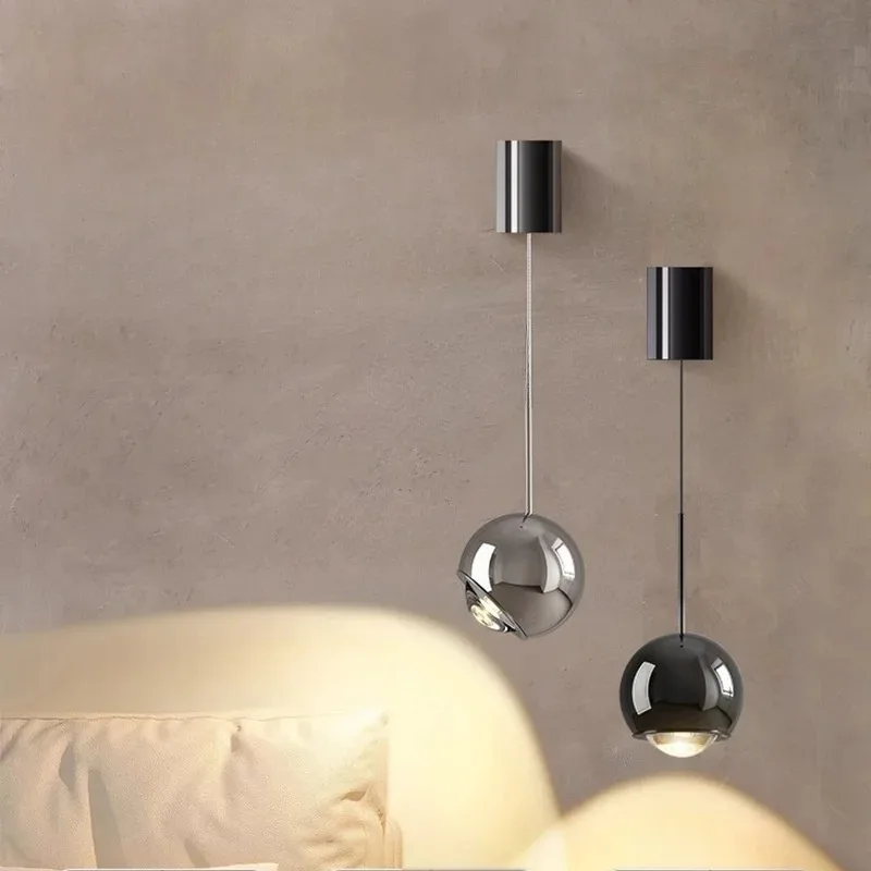 Adjustable bedside wall lamp Italian style light luxury minimalist hand swept sensing intelligent hill hanging line wall lamp