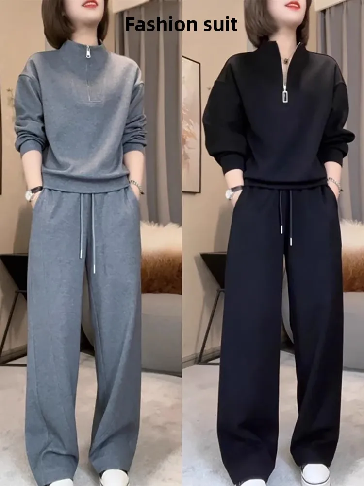 

Fashionable Sportswear Set 2025 Autumn New Color Simple Versatile Casual Slimming Sweatshirt Long Pants Two-Piece Women...