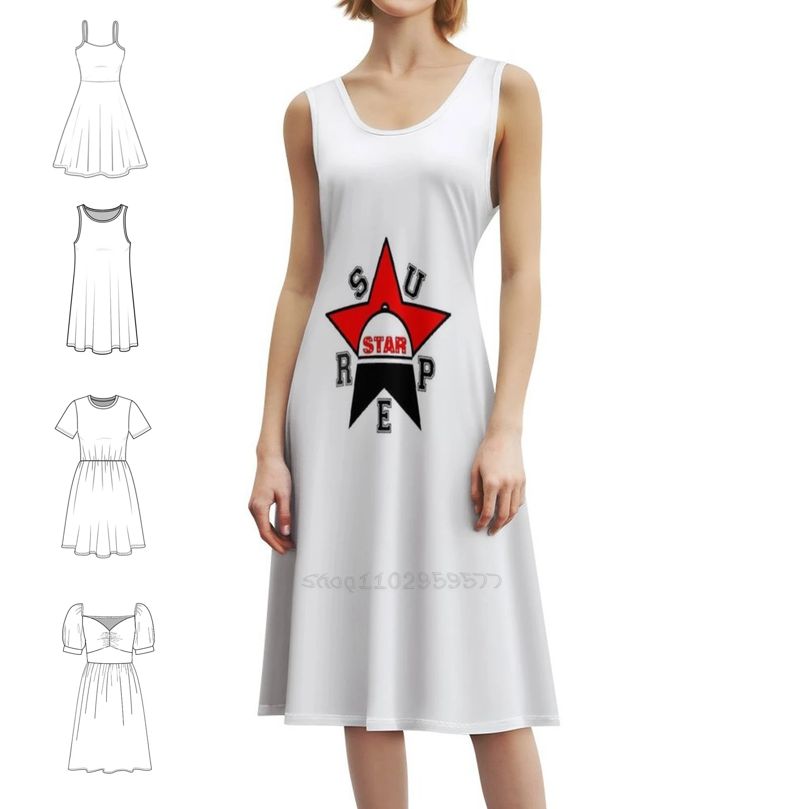 

Star Korean Style Casual Dress For Women Simple Daily Office Lady Dresses Super Star Star Shine Simple Star Female Clothing