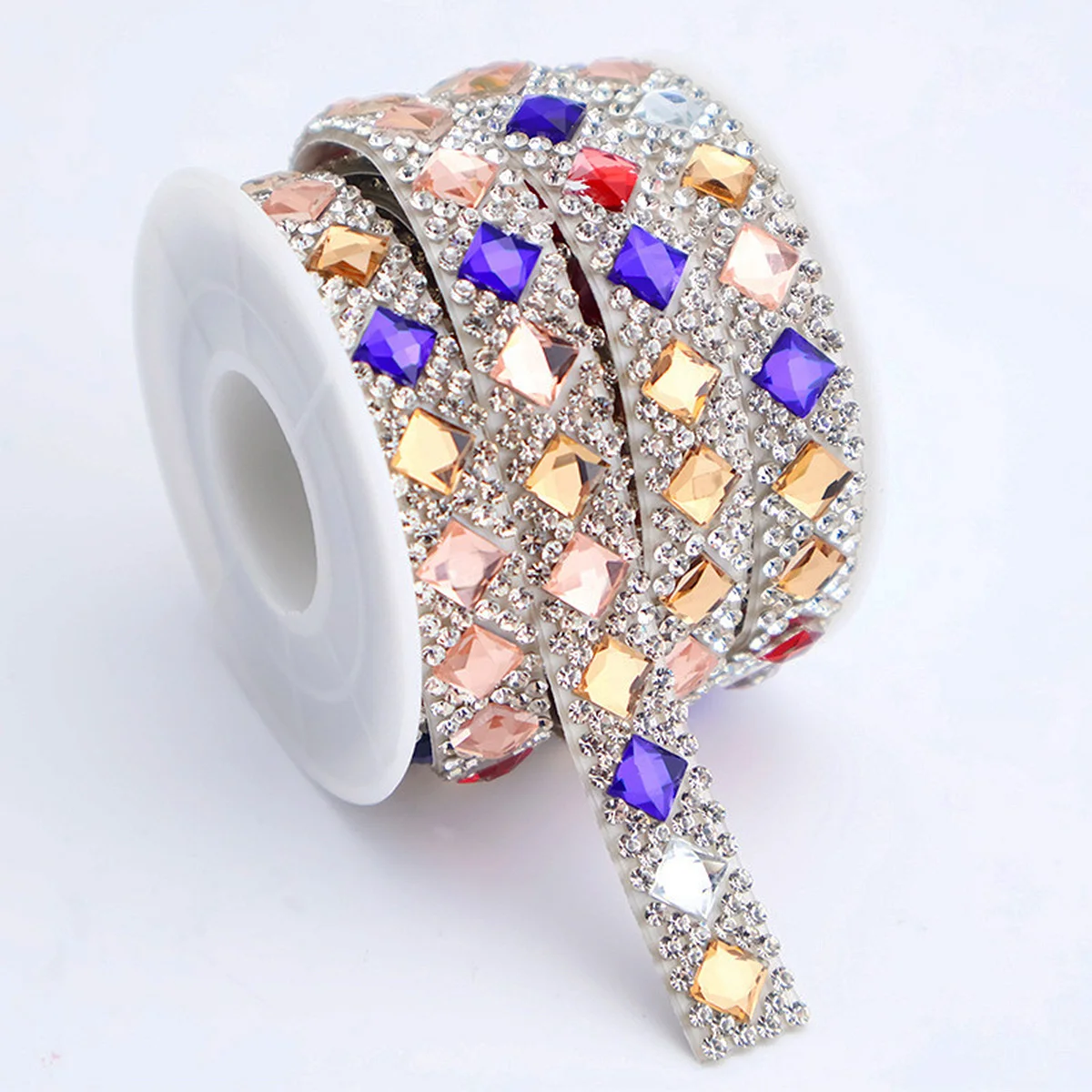 3 Yards 10 mm breites, 6 mm quadratisches Strassband, selbstklebende Kristalle, Steine zum Aufkleben, Strass für Kleidungsdekoration – Detail 8