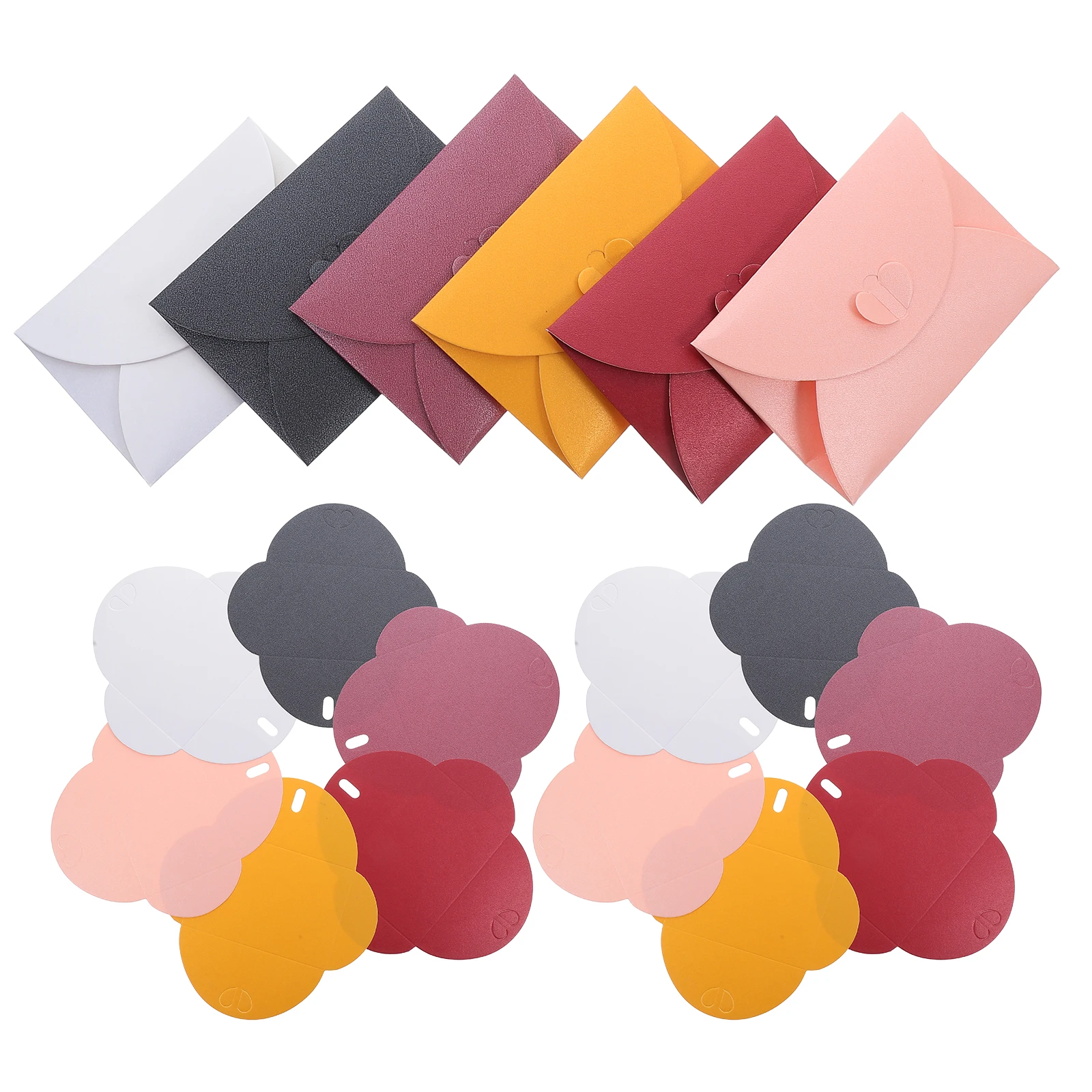 

48 Mini Envelopes Colorful Heart Closure Blank Cards Small Pockets Invitations Greeting Bulk DIY Thank Letters Bless Cash Gifts