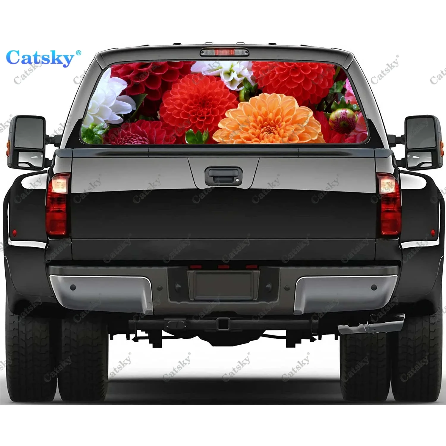 

Dahlia Pinnata Rear Window Decals for Truck,Pickup Window Decal,Rear Window Tint Graphic Perforated Vinyl Truck Stickers